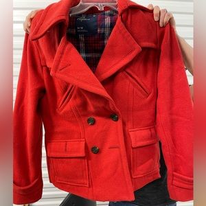 American Eagle Red Pea Coat, Medium (true to size)